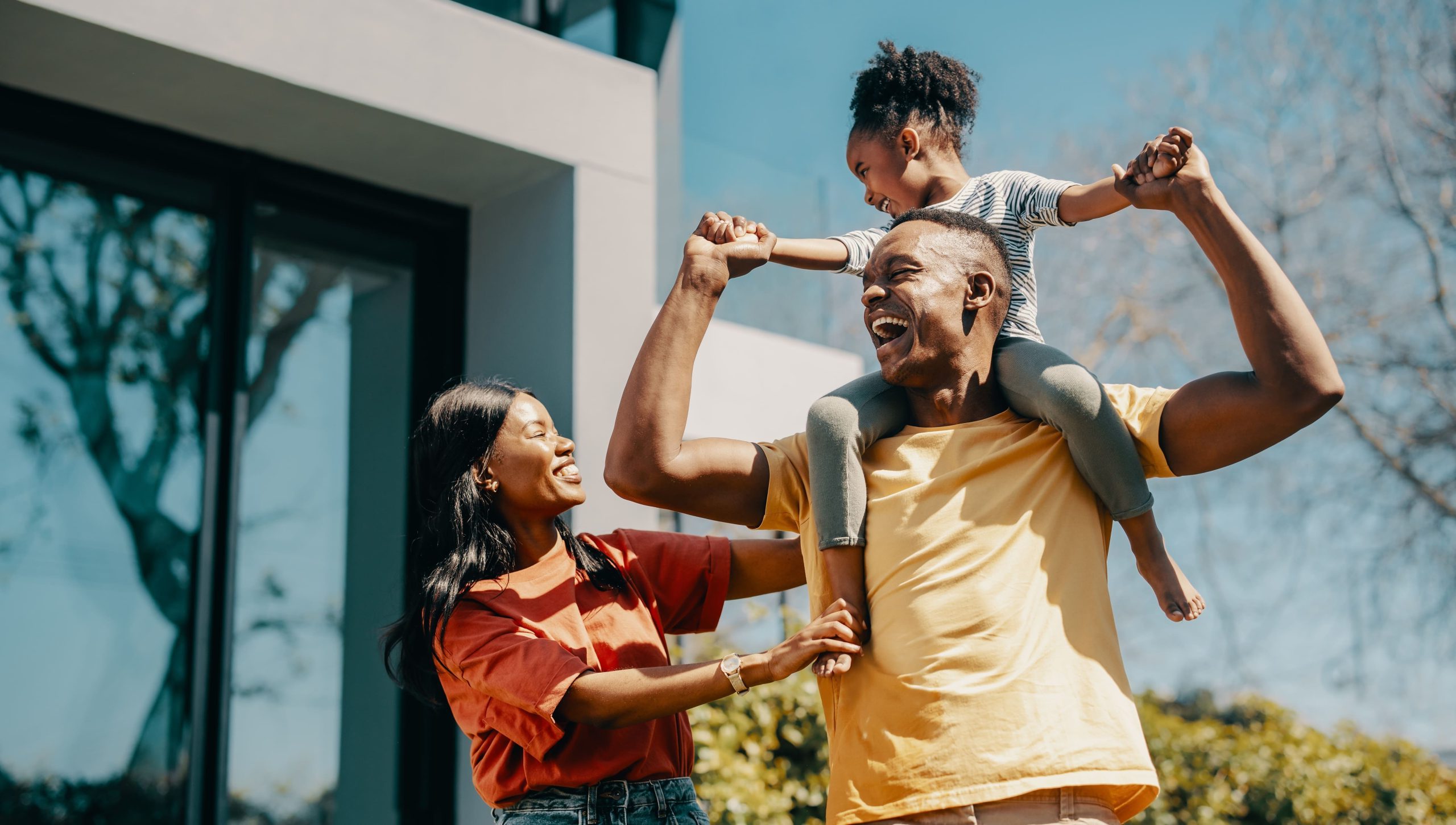 Family using solar energy at home
